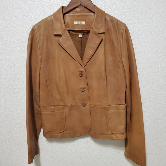 Wilsons Leather Tan Camel Button Jacket - Picture 1 of 10